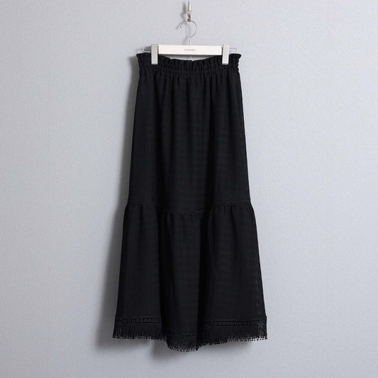 F-SK-10「Airy Plaid」Tiered skirt BLACK