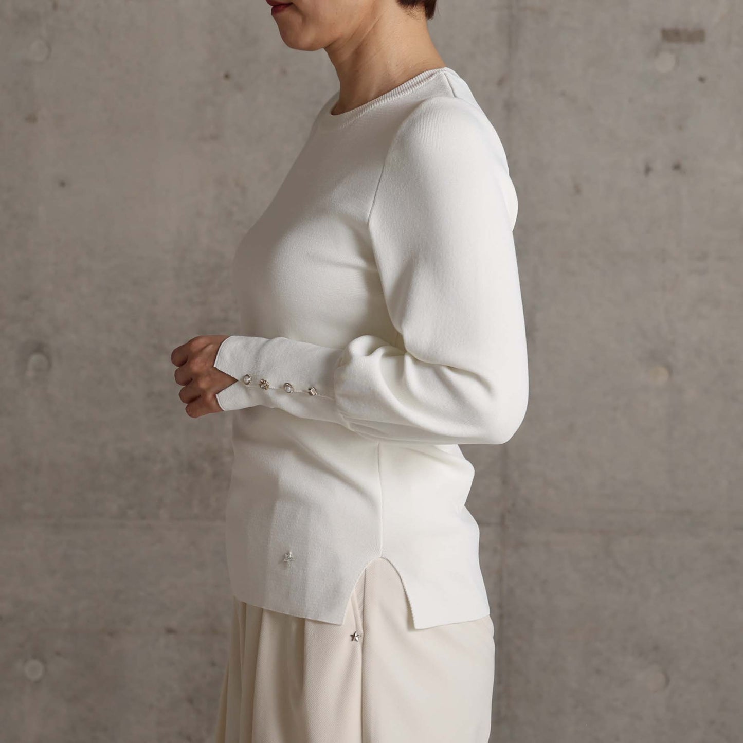 2026AW【10月下旬お届け予定】 F-KN-06C「Earring cuff」Crew-neck knit【全5色】