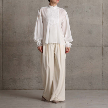 C-BL-83 Robin flower blouse WHITE