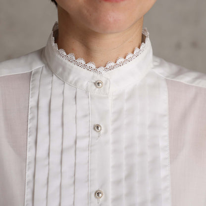 C-BL-83 Robin flower blouse WHITE