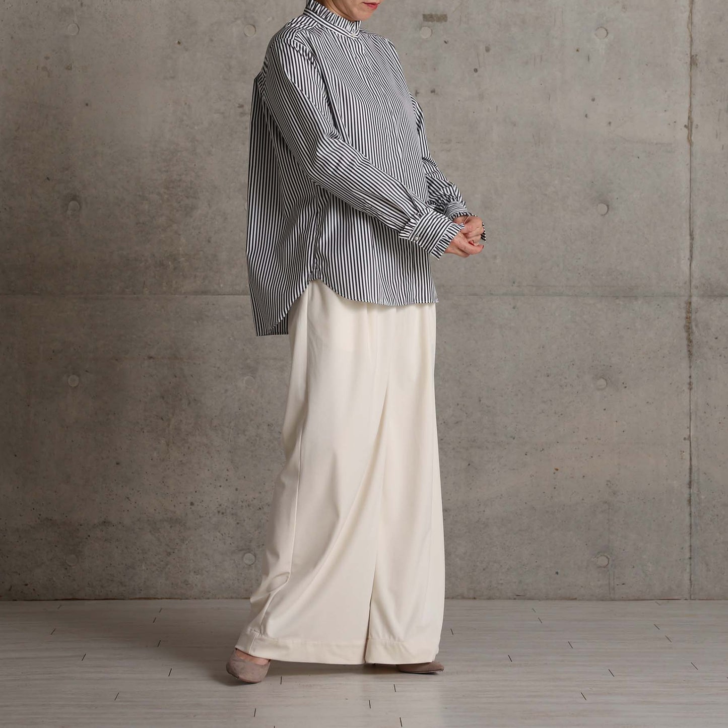 2026AW【9月上旬お届け予定】 F-SH-06「Stripe typewriter」Stand collar shirt【全3色】