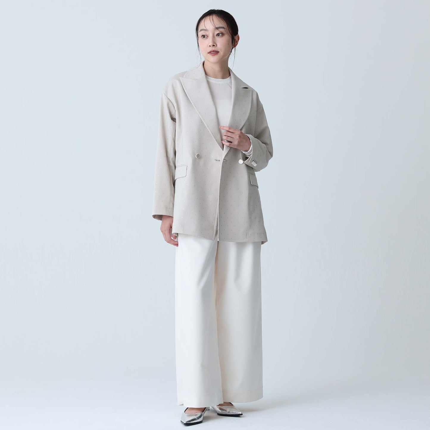 F-JK-09「Stella dot」Relax jacket ECRU×SILVER