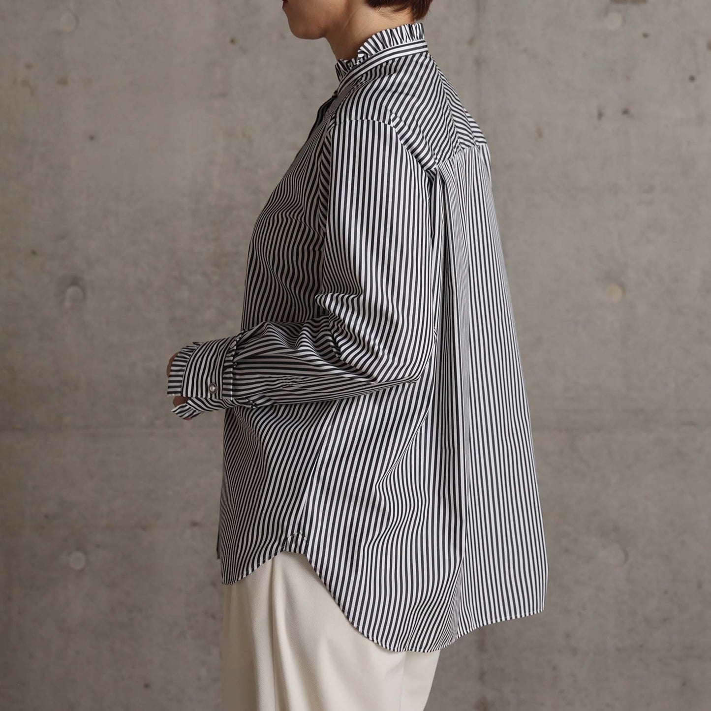 2026AW【9月上旬お届け予定】 F-SH-06「Stripe typewriter」Stand collar shirt【全3色】