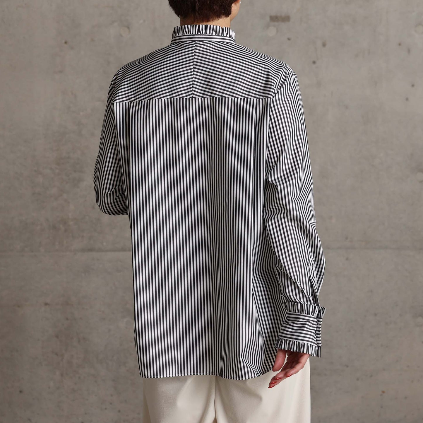 2026AW【9月上旬お届け予定】 F-SH-06「Stripe typewriter」Stand collar shirt【全3色】