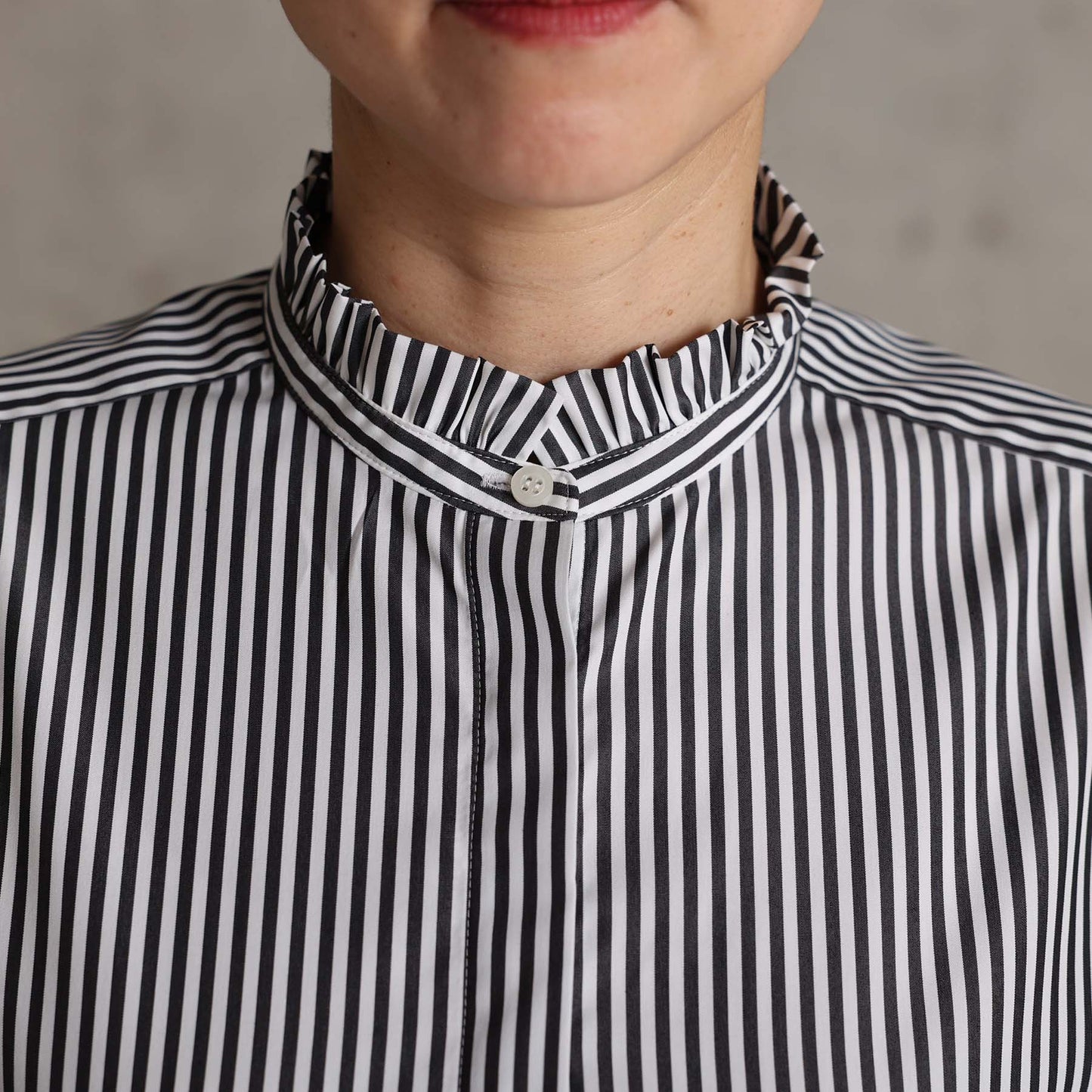 2026AW【9月上旬お届け予定】 F-SH-06「Stripe typewriter」Stand collar shirt【全3色】