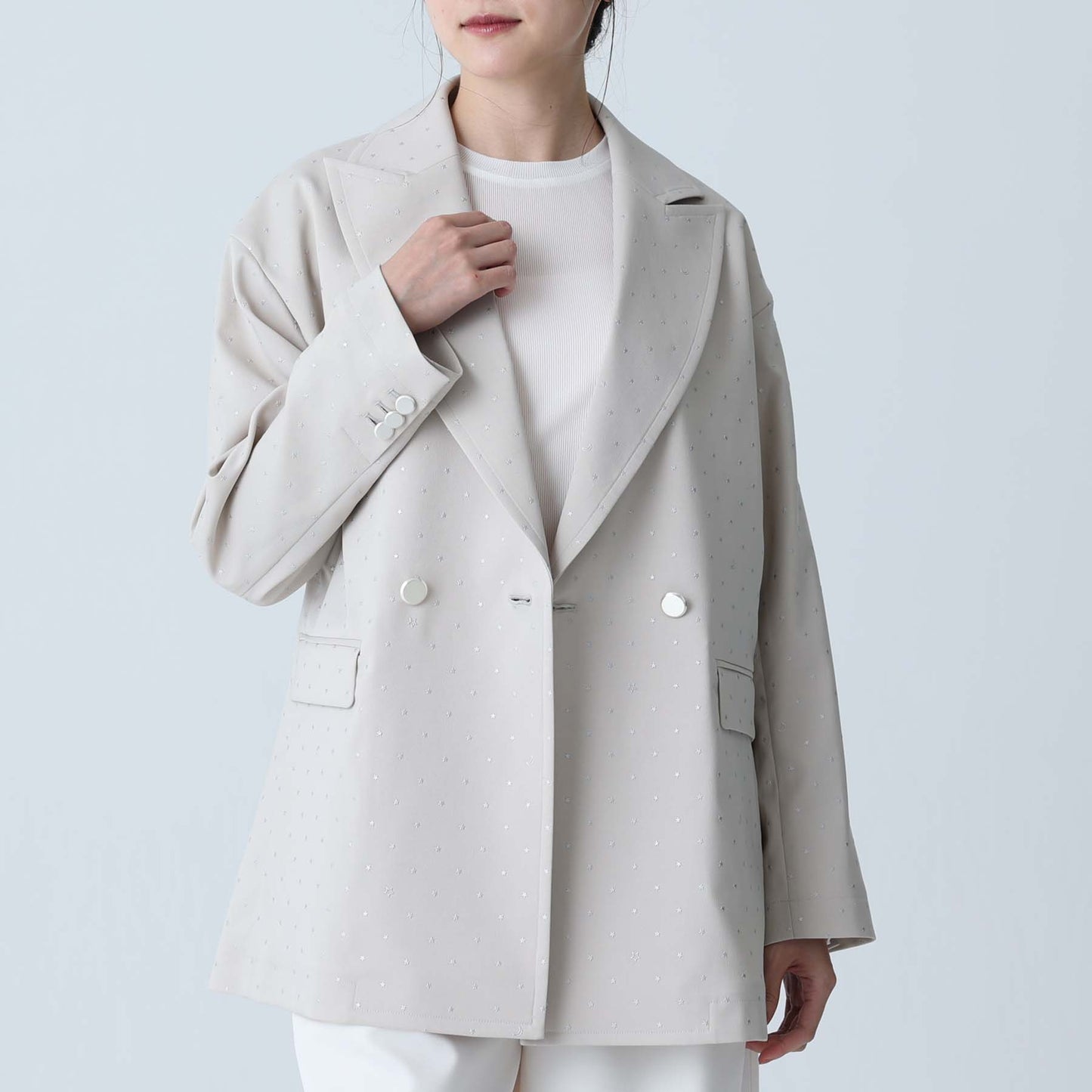 F-JK-09「Stella dot」Relax jacket ECRU×SILVER