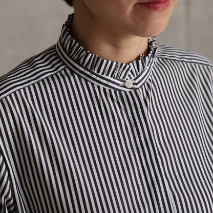 2026AW【9月上旬お届け予定】 F-SH-06「Stripe typewriter」Stand collar shirt【全3色】