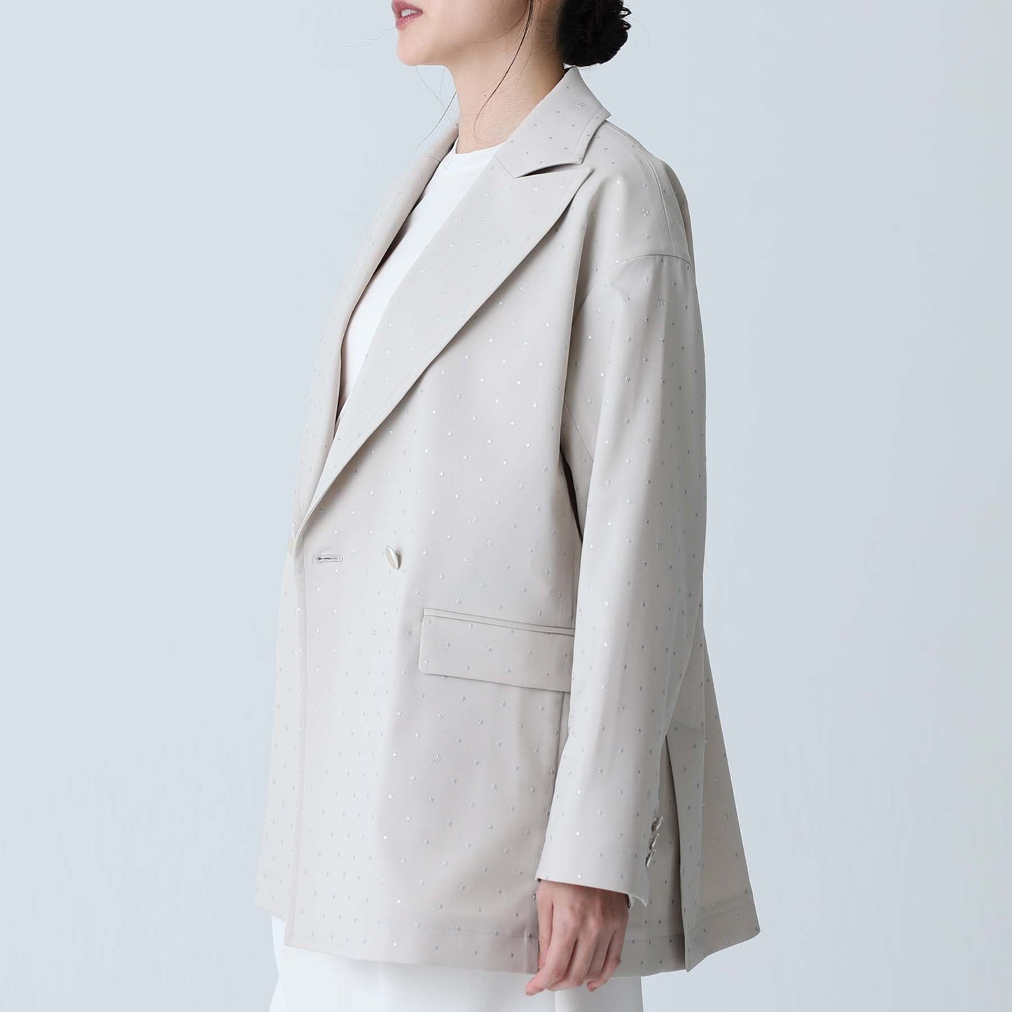 F-JK-09「Stella dot」Relax jacket ECRU×SILVER