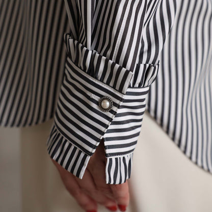 2026AW【9月上旬お届け予定】 F-SH-06「Stripe typewriter」Stand collar shirt【全3色】