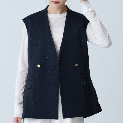 F-VT-02「Stella dot」Short gilet NAVY×BLACK