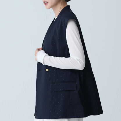 F-VT-02「Stella dot」Short gilet NAVY×BLACK