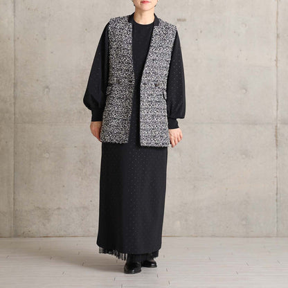 2026AW【10月下旬お届け予定】 F-VT-03「Wreath tweed/Layer check tweed」Double-breasted gilet【全2色】