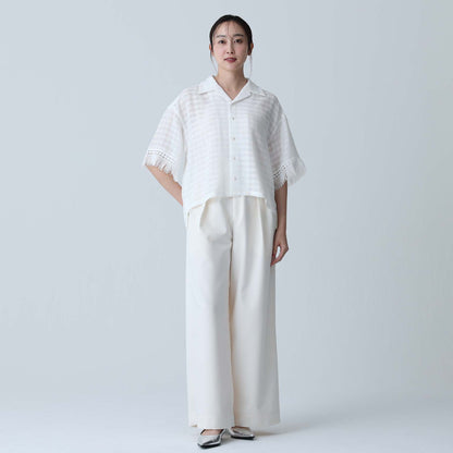 C-BL-83 Robin flower blouse WHITE