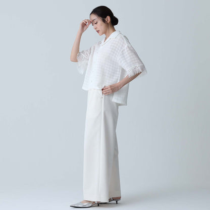 C-BL-83 Robin flower blouse WHITE