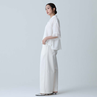 C-BL-83 Robin flower blouse WHITE