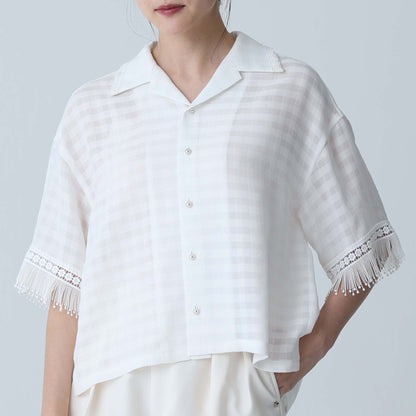 C-BL-83 Robin flower blouse WHITE