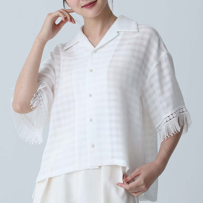C-BL-83 Robin flower blouse WHITE