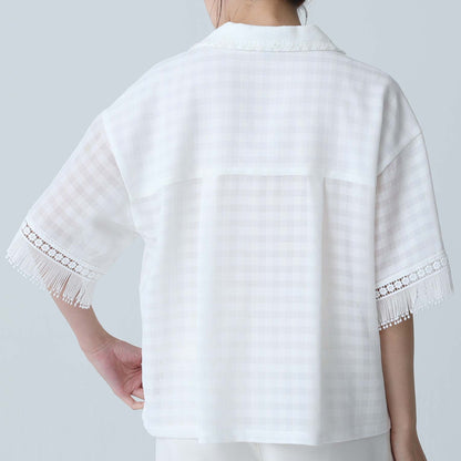 C-BL-83 Robin flower blouse WHITE