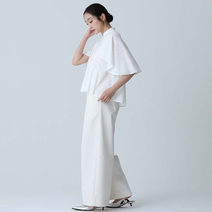 C-BL-83 Robin flower blouse WHITE