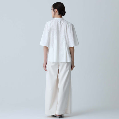 C-BL-83 Robin flower blouse WHITE