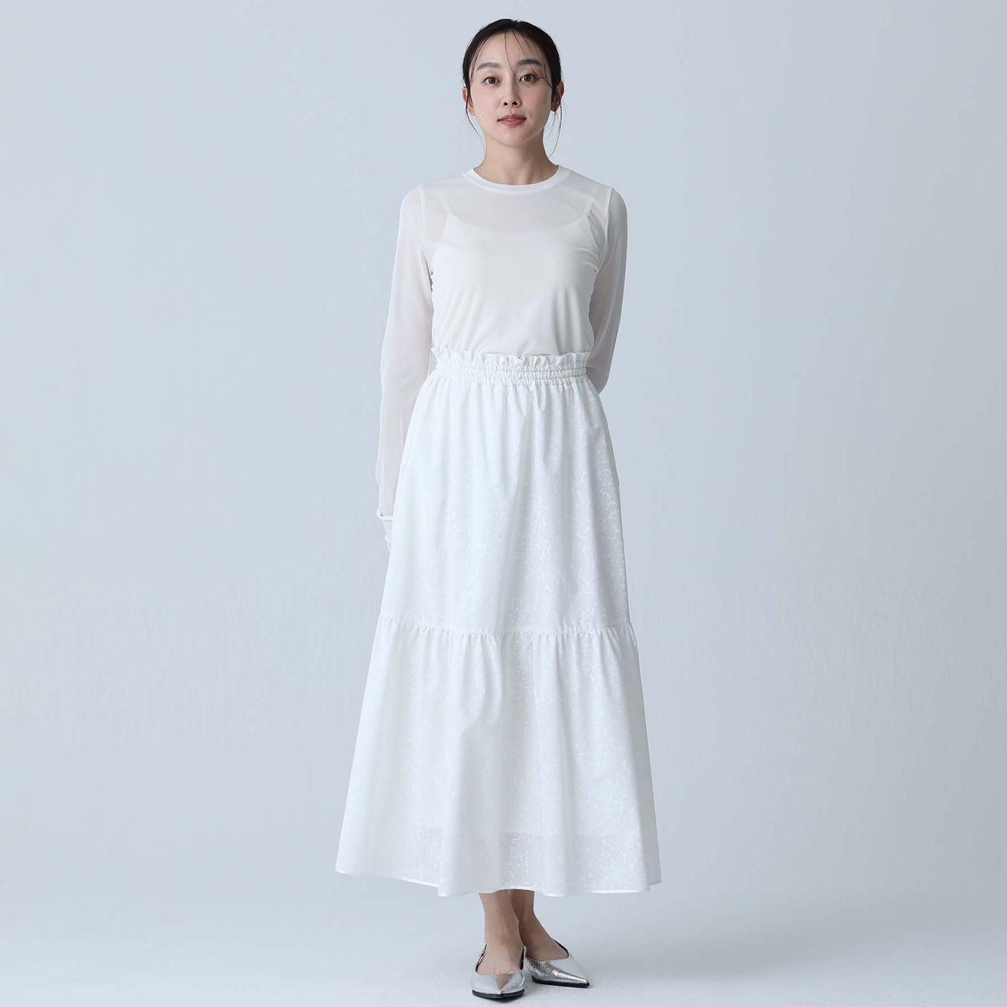 C-BL-83 Robin flower blouse WHITE