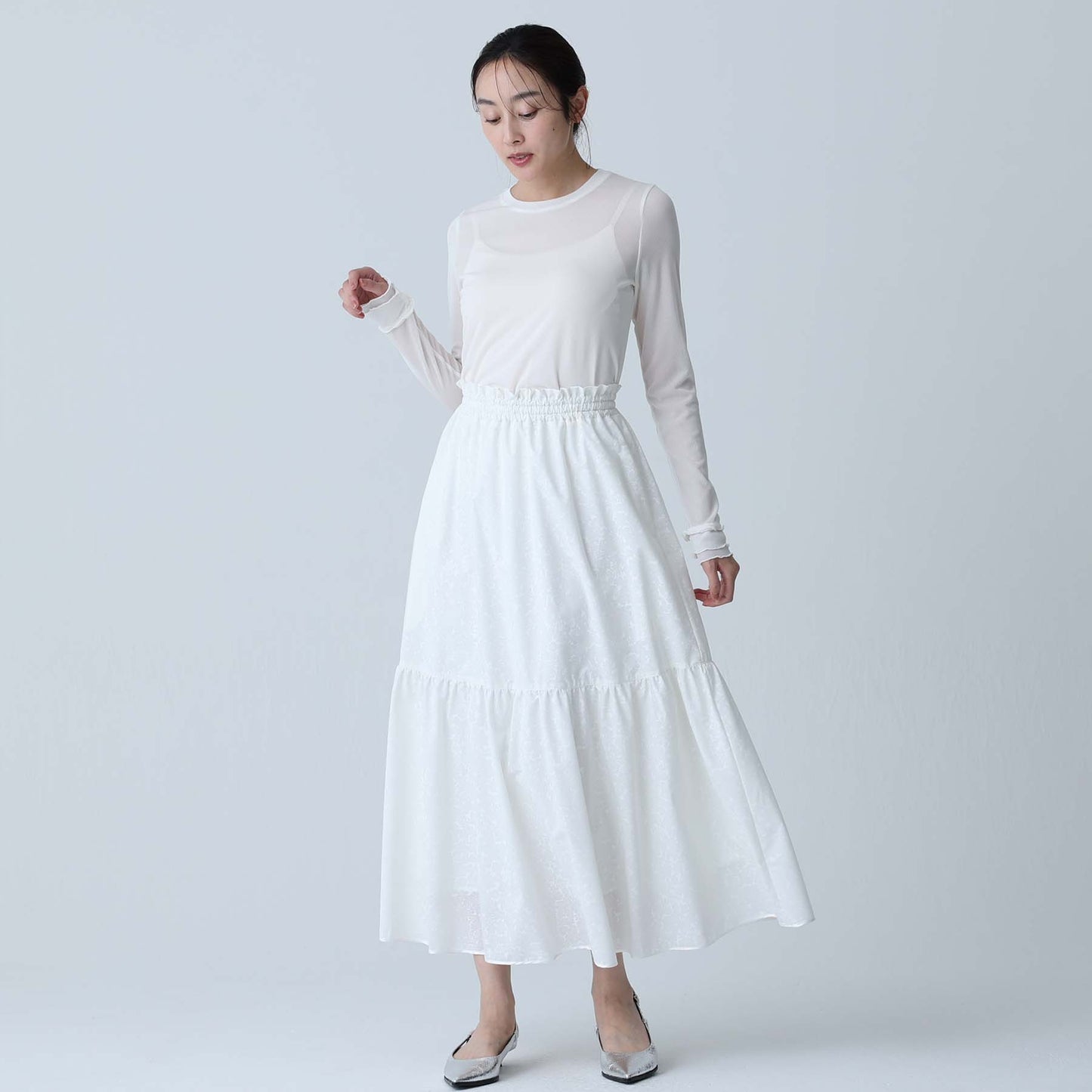 C-BL-83 Robin flower blouse WHITE