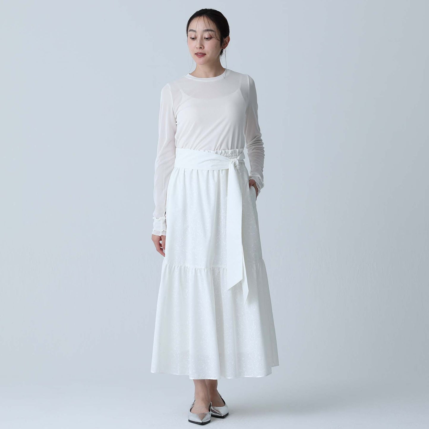 C-BL-83 Robin flower blouse WHITE