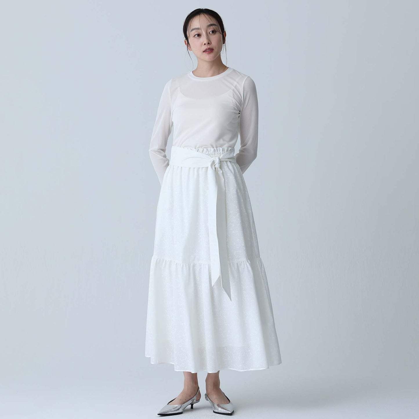 C-BL-83 Robin flower blouse WHITE