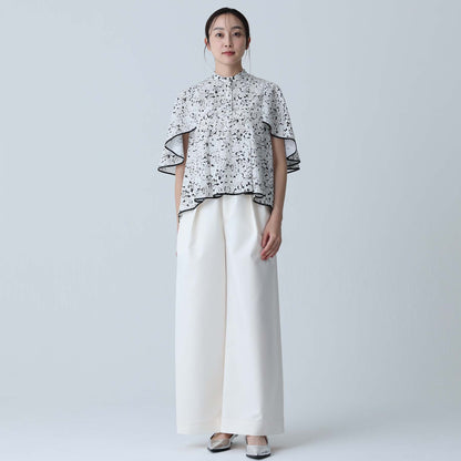 C-BL-83 Robin flower blouse WHITE