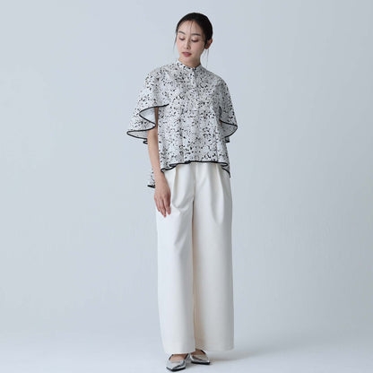 C-BL-83 Robin flower blouse WHITE