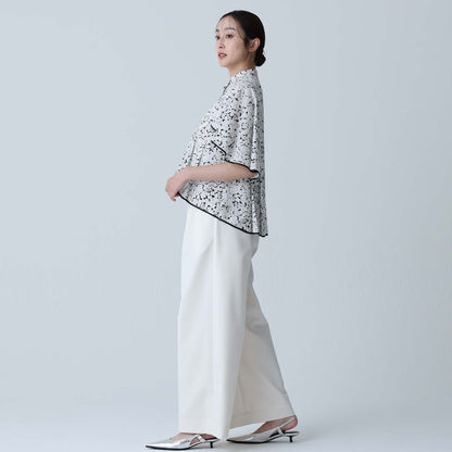 C-BL-83 Robin flower blouse WHITE