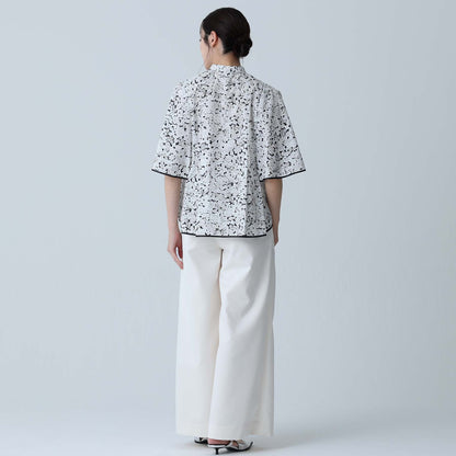 C-BL-83 Robin flower blouse WHITE