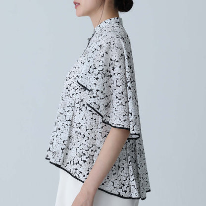 C-BL-83 Robin flower blouse WHITE