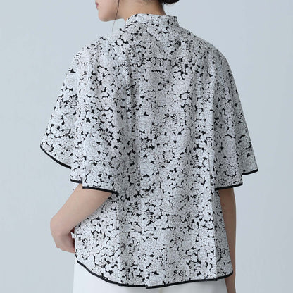 C-BL-83 Robin flower blouse WHITE