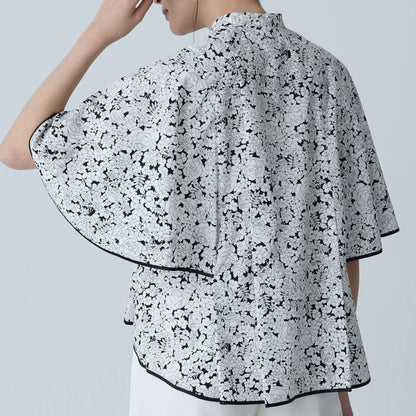 C-BL-83 Robin flower blouse WHITE
