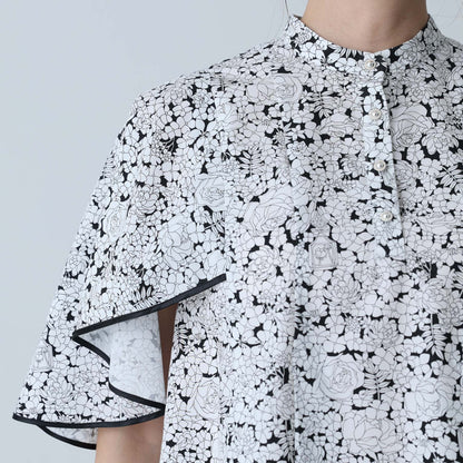 C-BL-83 Robin flower blouse WHITE