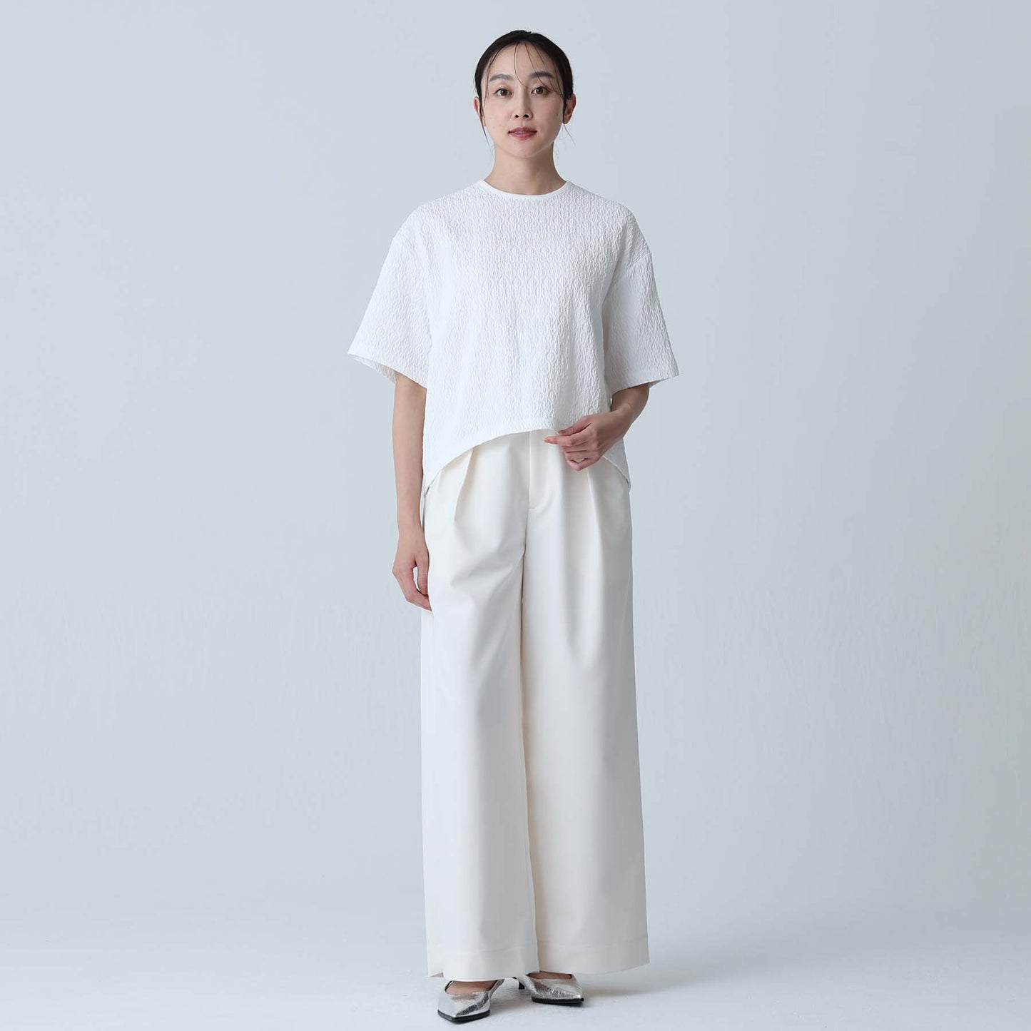 F-BL-06「Jewel Tile」Tee blouse WHITE