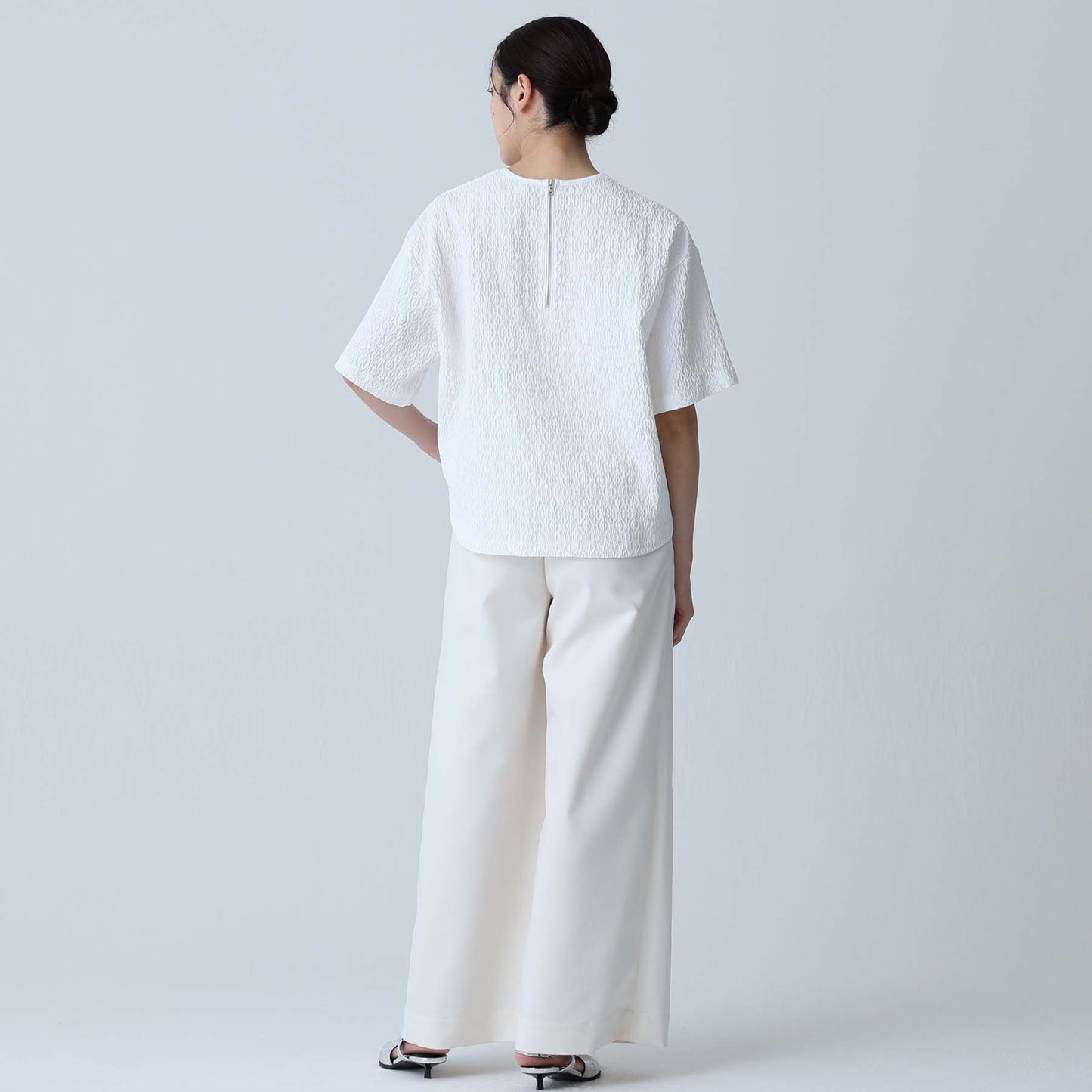 F-BL-06「Jewel Tile」Tee blouse WHITE