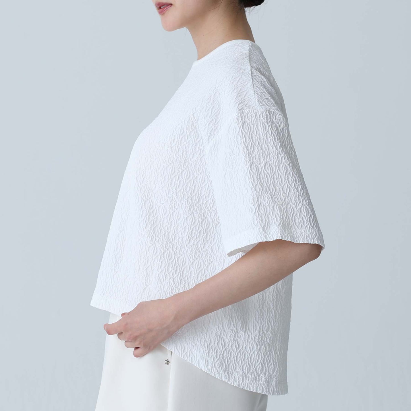 F-BL-06「Jewel Tile」Tee blouse WHITE