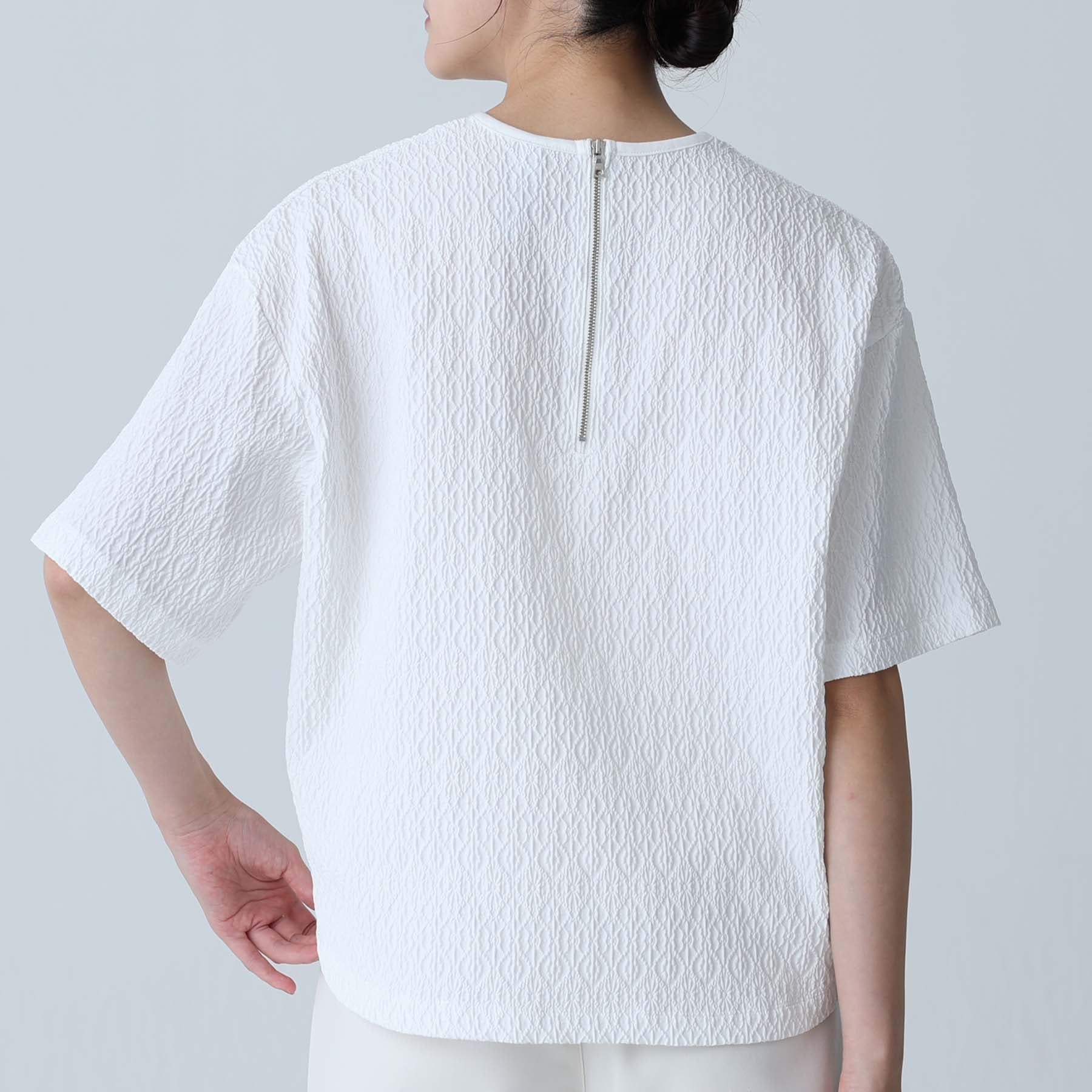F-BL-06「Jewel Tile」Tee blouse WHITE – FURUMAU