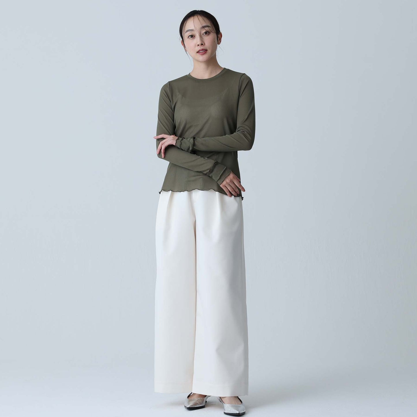 C-BL-83 Robin flower blouse WHITE