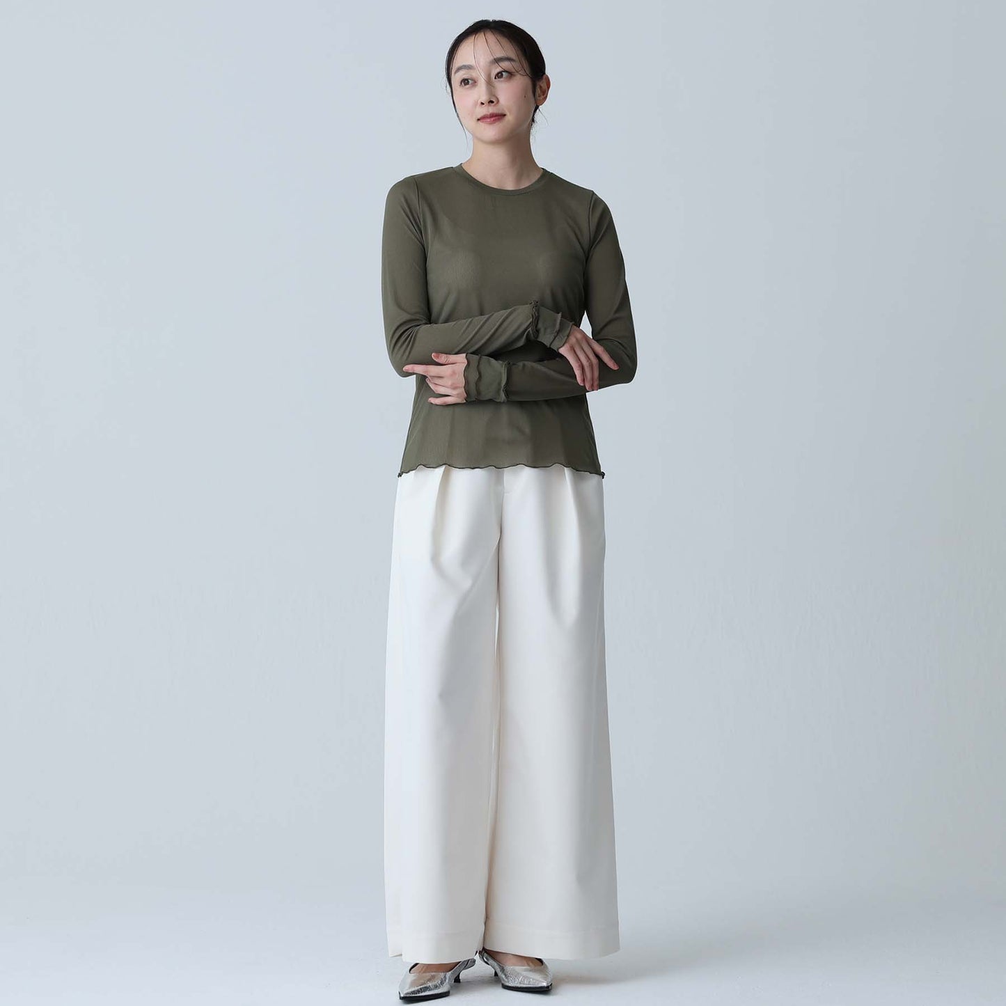 C-BL-83 Robin flower blouse WHITE