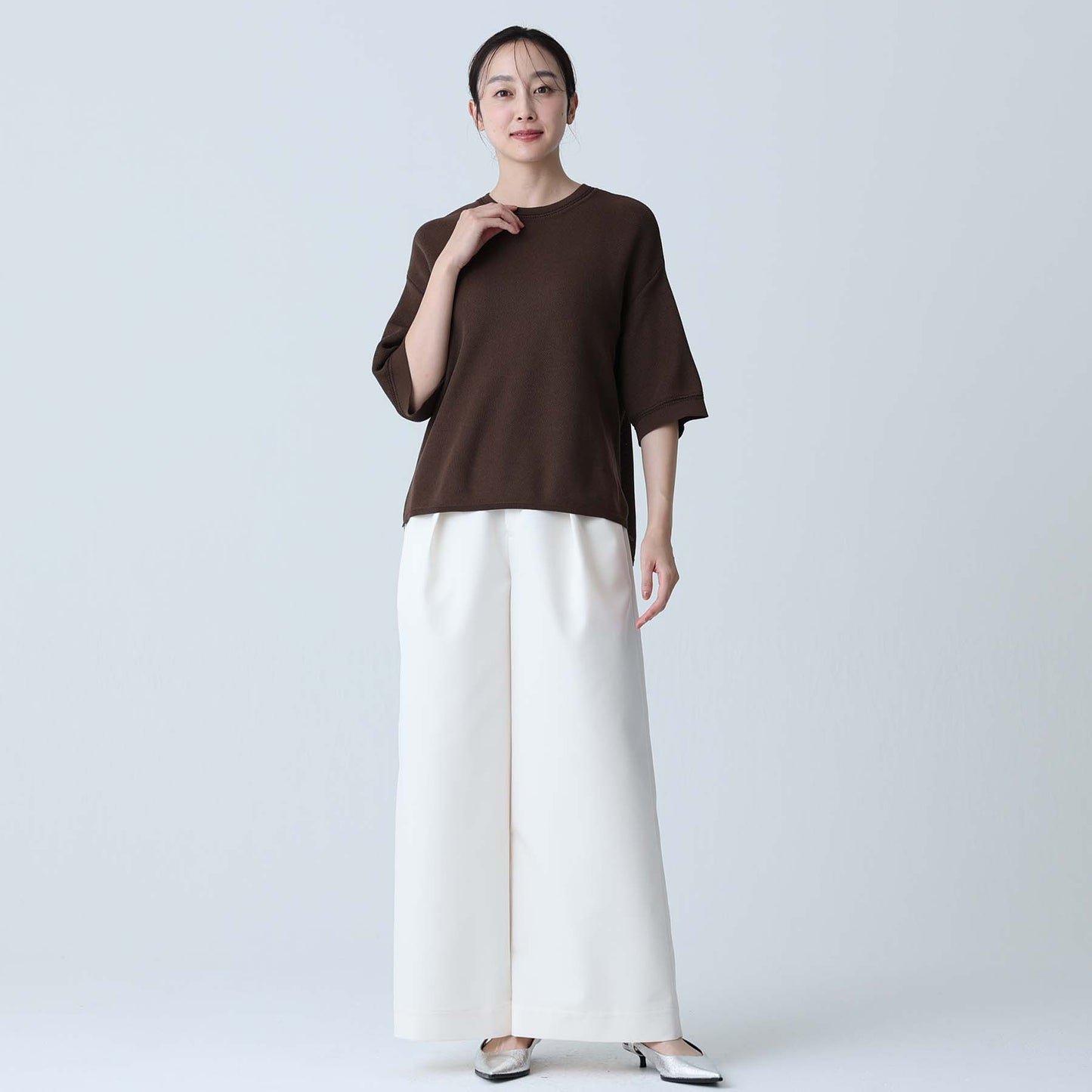 C-BL-83 Robin flower blouse WHITE