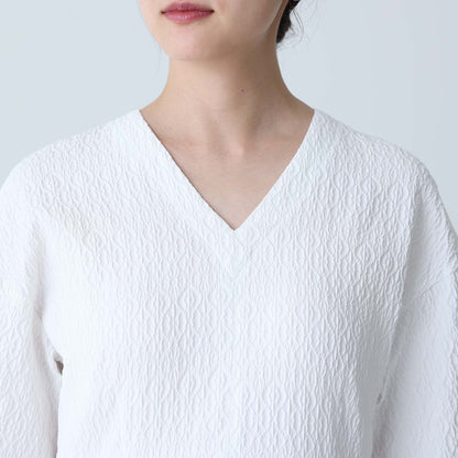 C-BL-83 Robin flower blouse WHITE