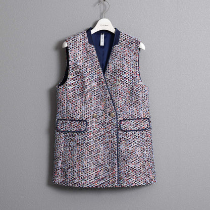 2026AW【10月下旬お届け予定】 F-VT-03「Wreath tweed/Layer check tweed」Double-breasted gilet【全2色】