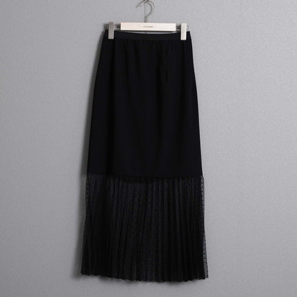 2026AW【9月下旬お届け予定】 F-SK-16「Technical knit&dot tulle」Layered Pleated Skirt【全2色】