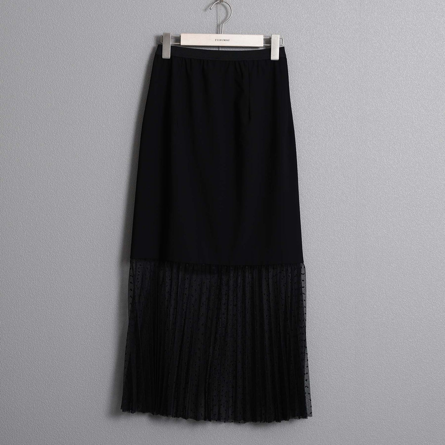 2026AW【9月下旬お届け予定】 F-SK-16「Technical knit&dot tulle」Layered Pleated Skirt【全2色】