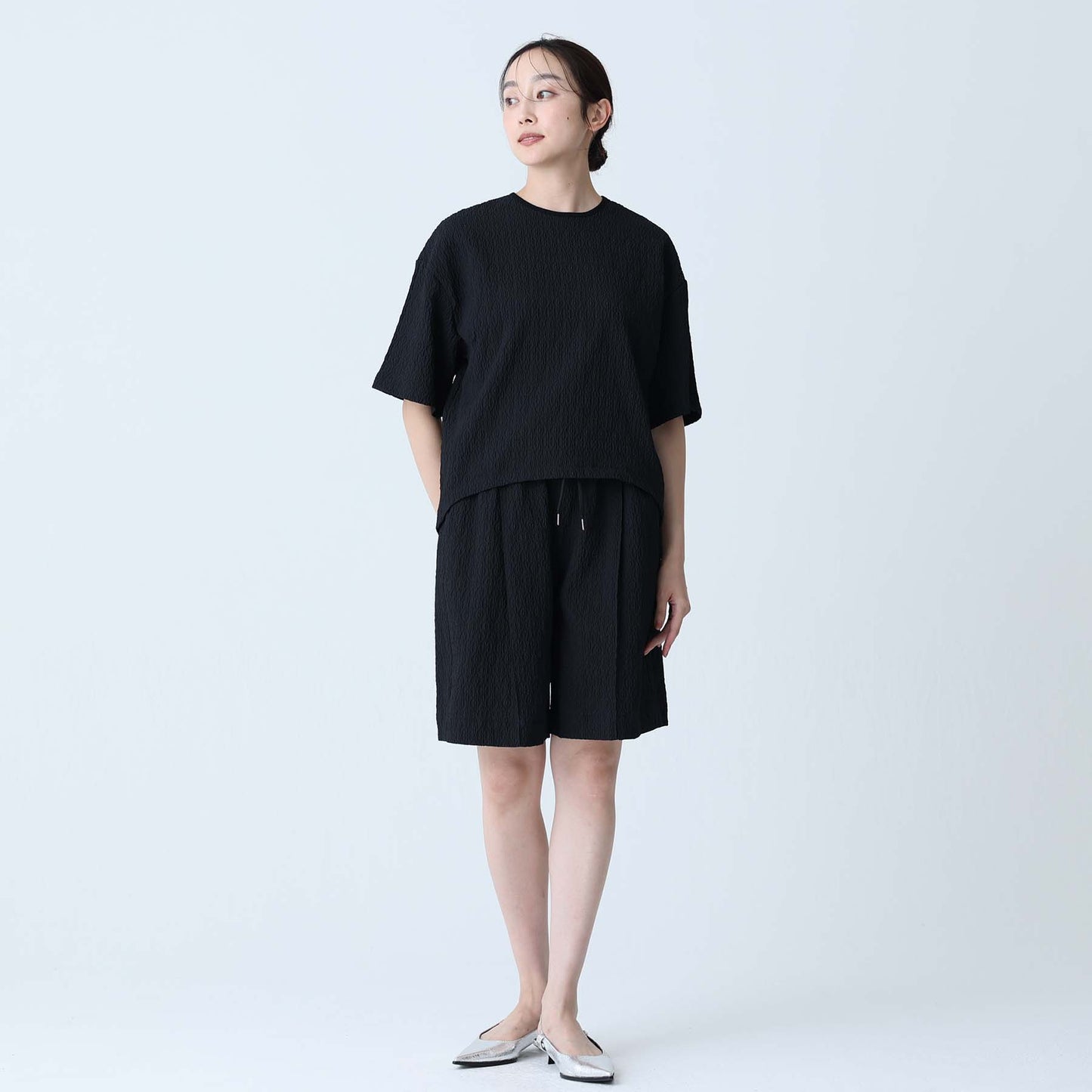 F-BL-06「Jewel Tile」Tee blouse BLACK