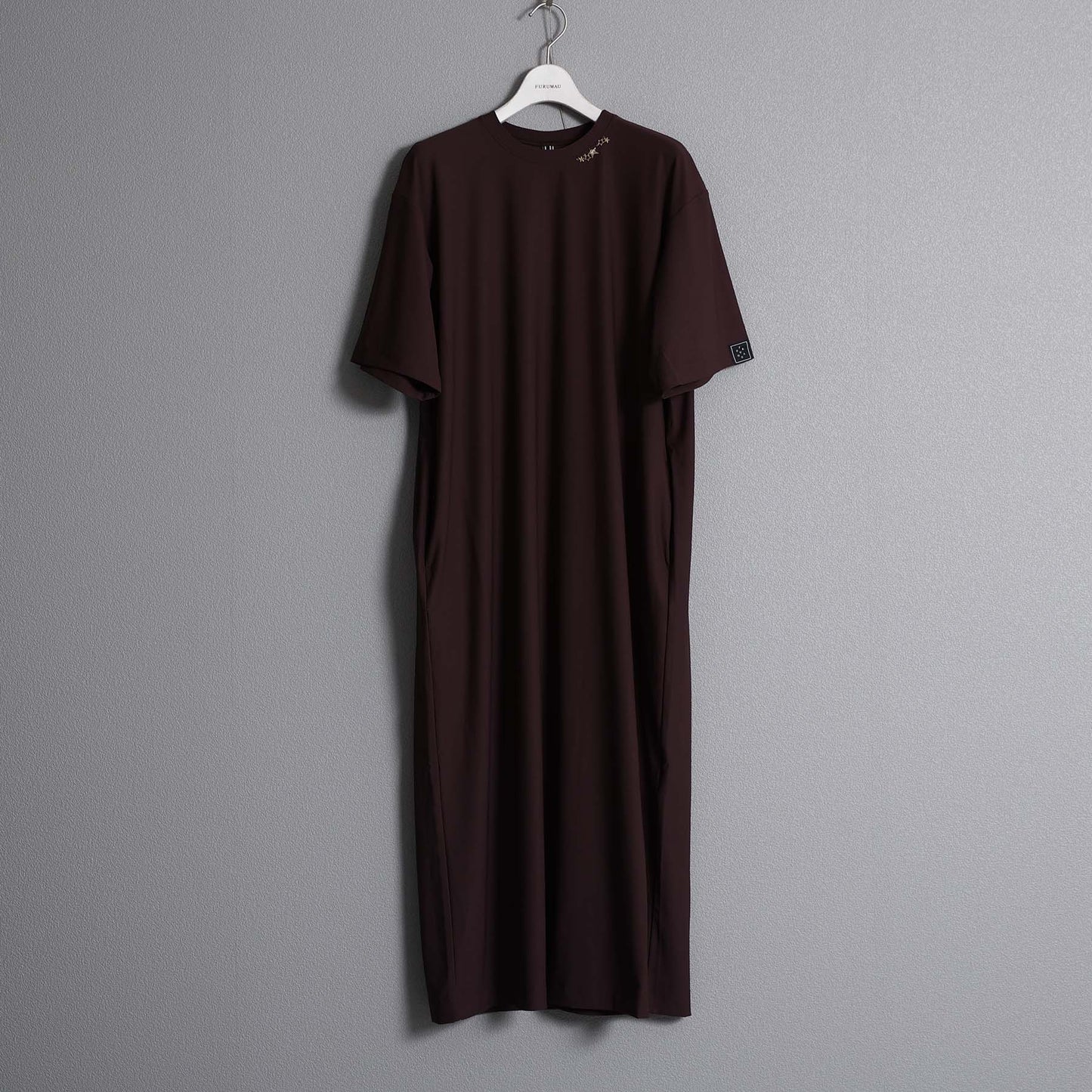 F-DR-04「Dry tricot knit」Straight dress【BROWN】