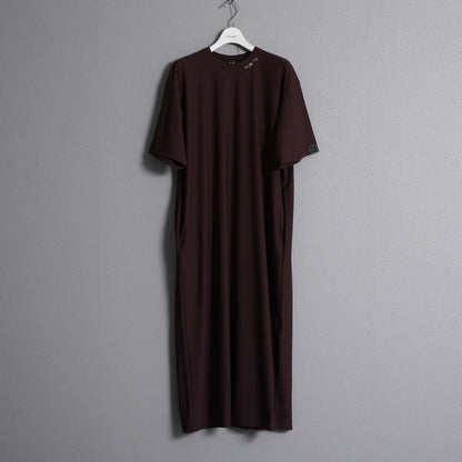 F-DR-04「Dry tricot knit」Straight dress【BROWN】